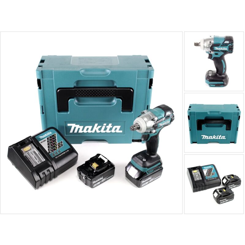 

Makita DTW 285 RTJ Llave de impacto a batería 18V en Makpac 2 + 2x Batería BL 1850 5,0 Ah + Cargador DC 18 RC