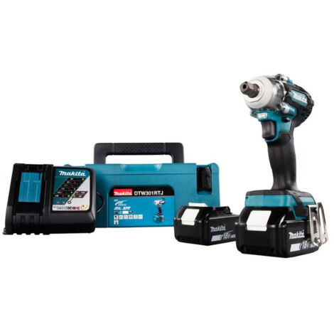 Makita DTW 301 RFJ Clé à choc sans fil 18 V 330 Nm 1/2" Brushless + 2x batterie 3,0 Ah + chargeur + Makpac