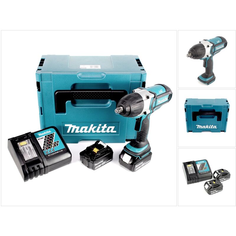 

Makita - DTW 450 RFJ Llave de impacto inalámbrica 18 V en Makpac 3 + 2x Baterías BL 1830 3,0 Ah + Cargador DC 18 RC