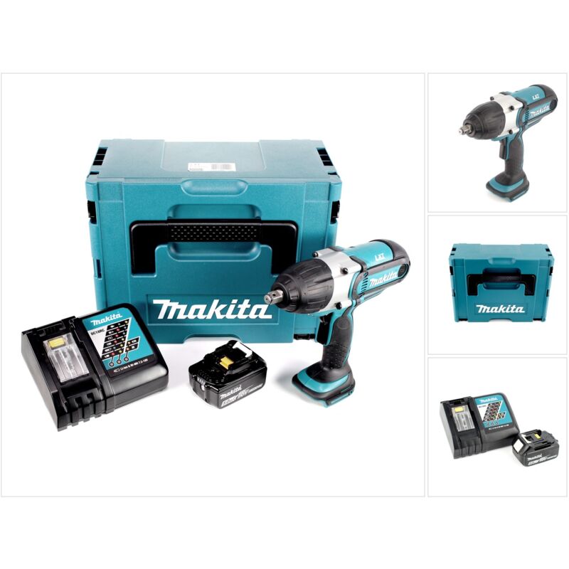 

Makita DTW 450 RT1J Llave de impacto inalámbrica 18 V en Makpac 3 + 1x Batería BL 1850 5,0 Ah + Cargador DC 18 RC