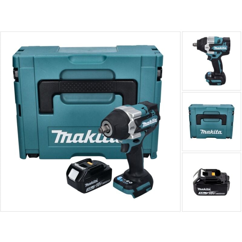 Dtw 700 F1J Visseuse à chocs sans fil 18 v 700 Nm 1/2' xpt brushless + 1x Batterie 3,0 Ah + Makpac - sans chargeur - Makita