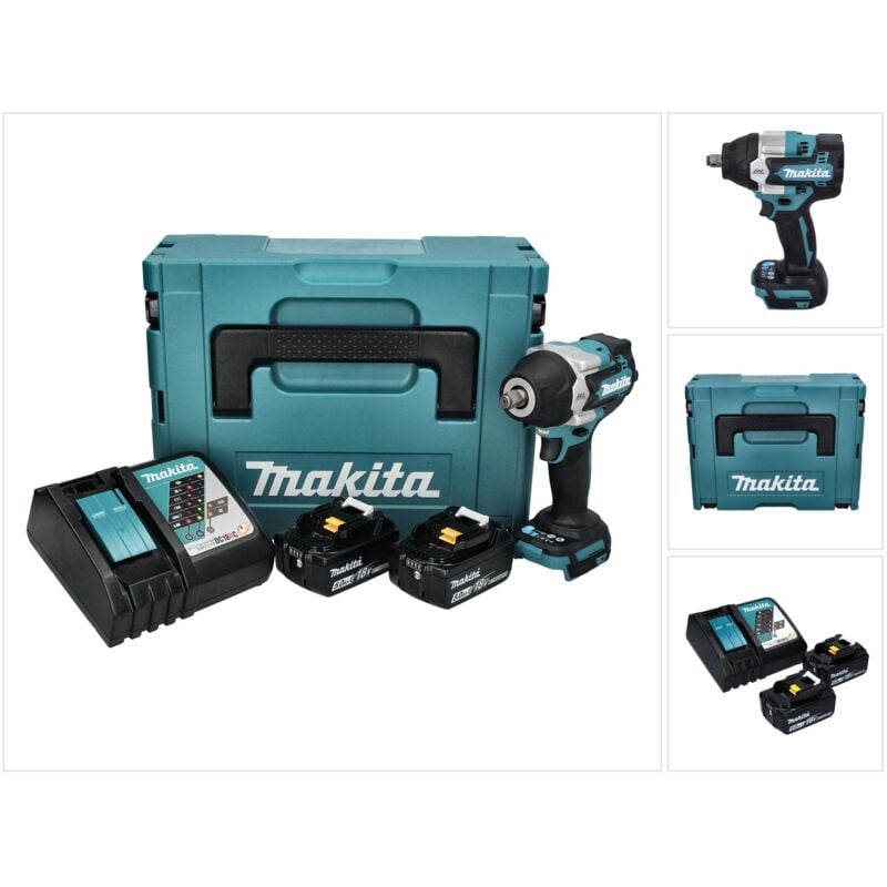 Dtw 700 rtj Visseuse à chocs sans fil 18 v 700 Nm 1/2' xpt Brushless + 2x Batteries 5,0 Ah + Chargeur + Makpac - Makita