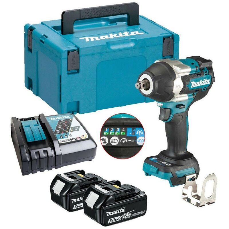 Makita - DTW700RTJ 18v LXT Brushless Impact Wrench 1/2' Drive 4 Stage 2x5ah