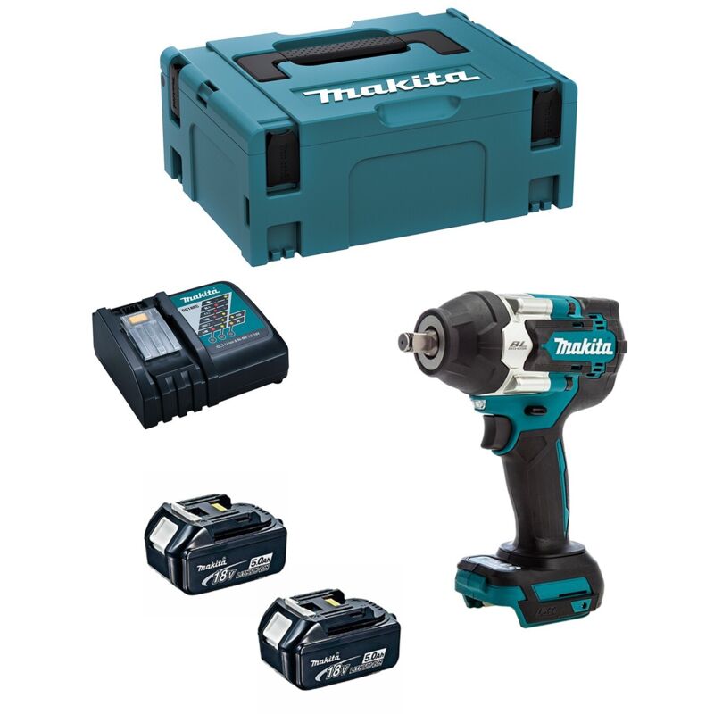 Makita - Avvitatore ad Impulsi DTW700RTJ (2 x 5,0 Ah + DC18RC + makpac 2)