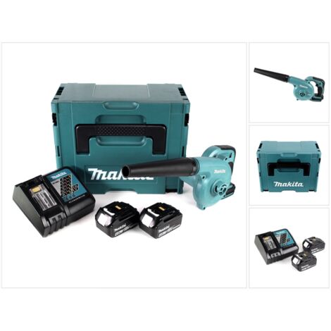 Makita DUB 182 RMJ 18 V Li-Ion Aspirateur souffleur sans fil + Coffret de transport Makpac + 2 x Batteries 4,0 Ah + Chargeur