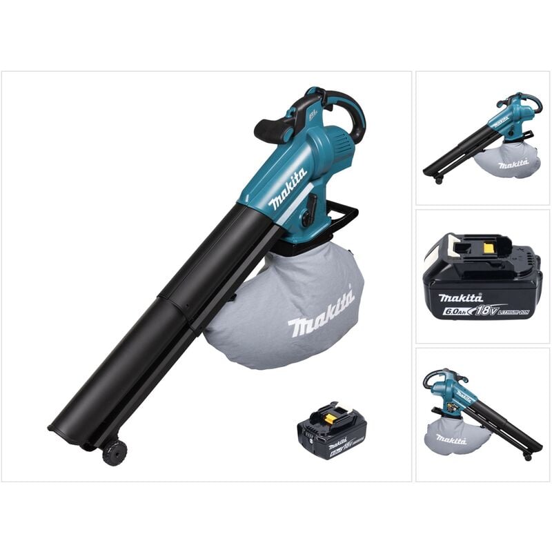 Makita - dub 187 g Souffleur et aspirateur de feuilles sans fil 18 v Brushless + 1x batterie 6,0 Ah - sans chargeur