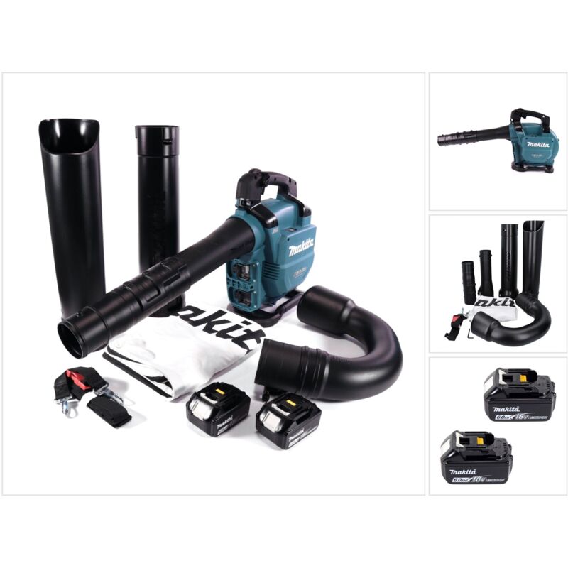 Dub 363 G2V Souffleur / aspirateur de feuilles à batterie 36 v ( 2x 18 v ) Brushless + kit d'aspiration + 2x batterie 6,0 Ah - sans chargeur - Makita