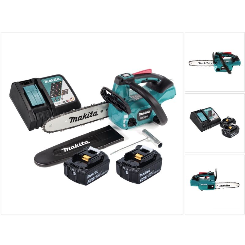 Makita DUC 254 RF 18 V Motosega brushless a batteria 25 cm + 2x Batterie 3,0 Ah + Caricatore rapido DC 18 RC