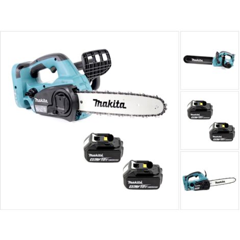 Makita DUC 302 30cm Tronçonneuse d'élagage sans fil avec 2 x 18 V = 36 V de Puissance + 2x Batteries BL 1840 - sans Chargeur