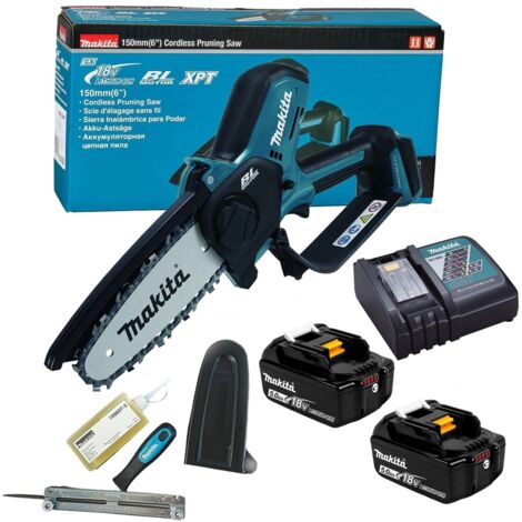 Makita DUC150Z Cordless Brushless Pruning Saw 18V 150mm 2x 5Ah Battery + Charger