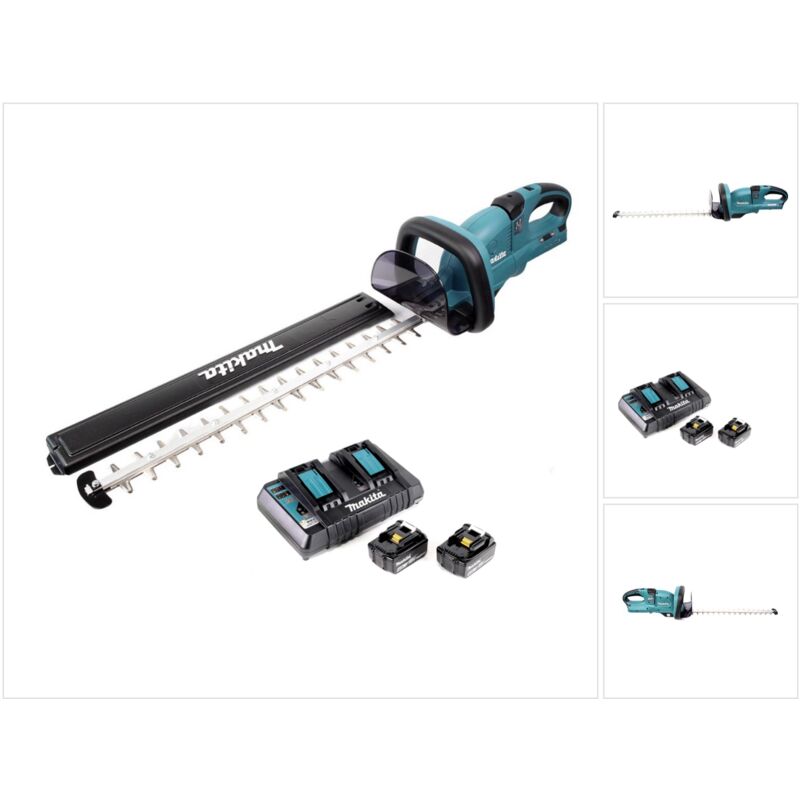 Makita DUH 551 PM 36 V / 2x 18V Li-Ion Taille-haie sans fil (55 cm longueur de coupe) + 2x Batteries Makita BL 1840 4,0 Ah / 4000 mAh + Chargeur DC