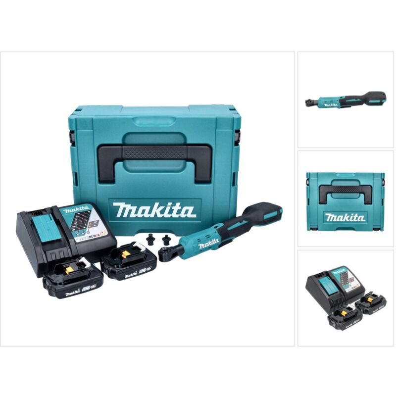 Makita DWR 180 RAJ Visseuse à cliquet sans fil 18 V 47,5 Nm 1/4'' 3/8'' + 2x batterie 2,0 Ah + chargeur + Makpac