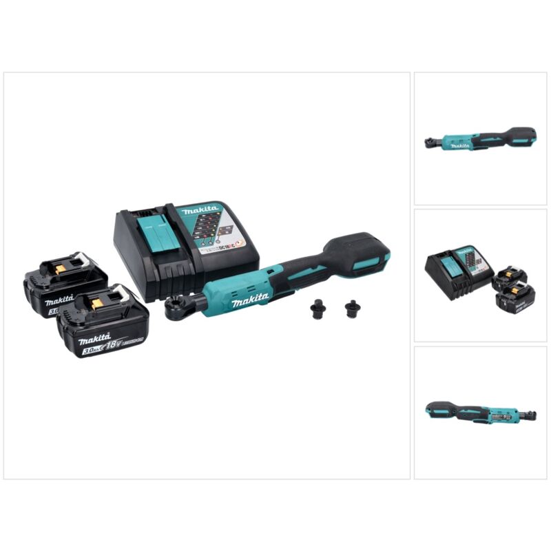 Dwr 180 rf Visseuse à cliquet sans fil 18 v 47,5 Nm 1/4'' 3/8'' + 2x batterie 3,0 Ah + chargeur - Makita