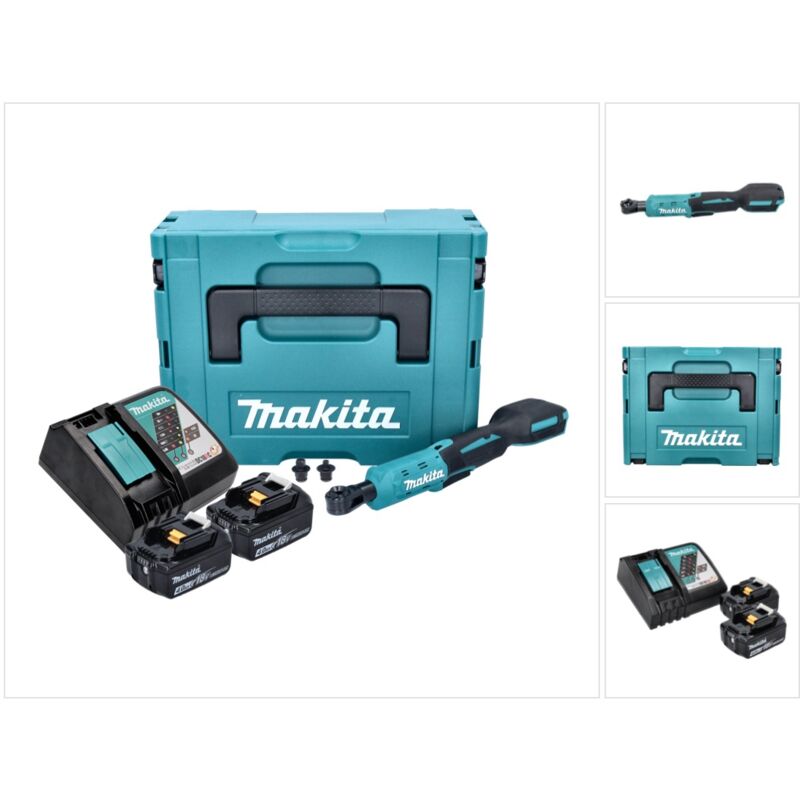 Dwr 180 rmj Visseuse à cliquet sans fil 18 v 47,5 Nm 1/4'' 3/8'' + 2x batterie 4,0 Ah + chargeur + Makpac - Makita