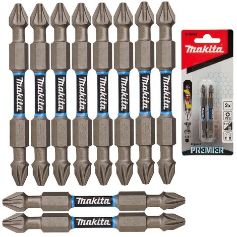 Makita E-06292 PZ2 Pozi Impact Premier Screwdriver Drill Bit Torsion 65mm 10 pk