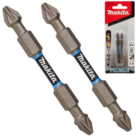 Makita E-06292 PZ2 Pozi Impact Premier Screwdriver Drill Bit Torsion 65mm 2 Pack