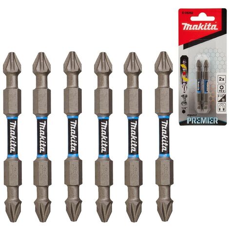 Makita E-06292 PZ2 Pozi Impact Premier Screwdriver Drill Bit Torsion 65mm 6 Pack