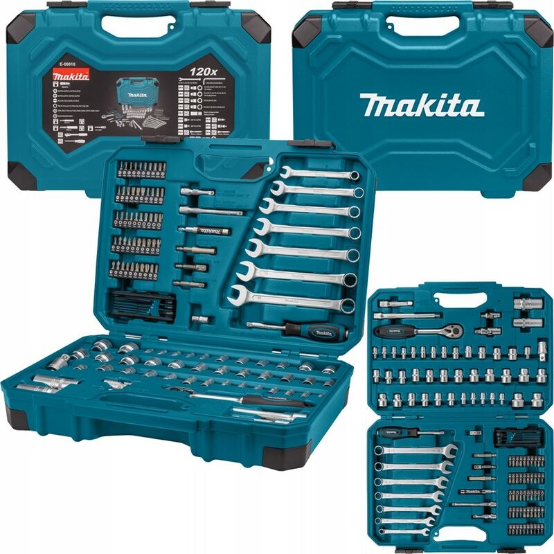 E-06616 120 Piece Maintenance Kit Spanner Socket Screwdriver Bit Set Case - Makita