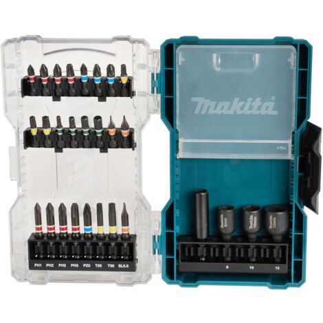 Makita E-07048 28 PC Black Colour Coded Drill Bit Set Phillips Torx 3/8"" Socket
