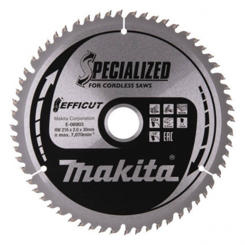 E-08903 Lame de scie circulaire Efficut tct 216x30x2 mm 60 dents en bois - Makita