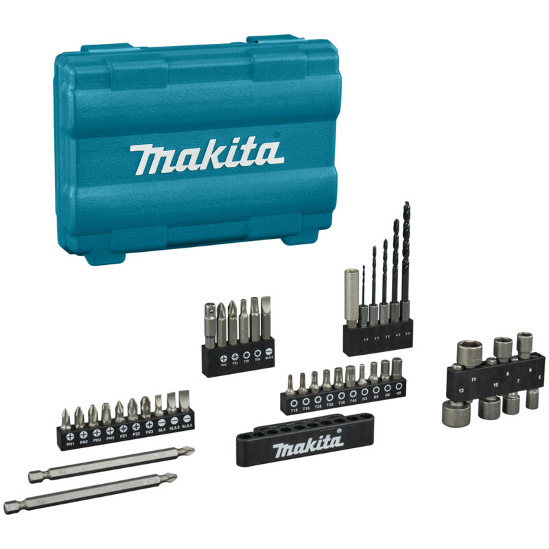 E-13166 Set 42 Accessori Bits Bussole Trapano 1/4' Esagonale Valigetta - Makita