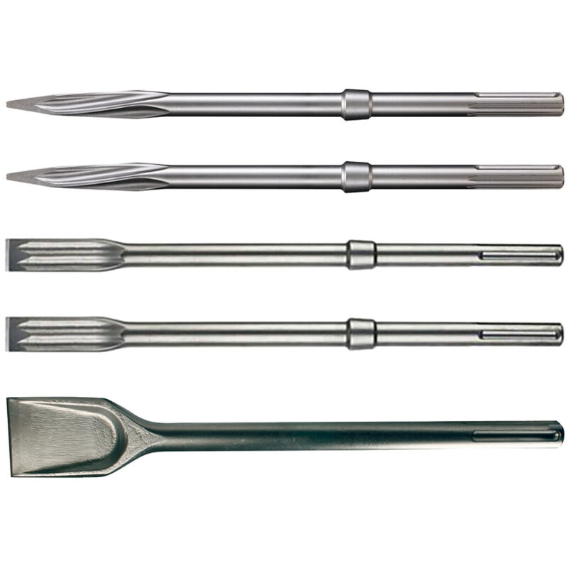 Set di scalpelli per martello SDS-Plus dede 5 pezzi Makita E-13194, accessori per trapano a percussione, alta resistenza e precisione, acciaio