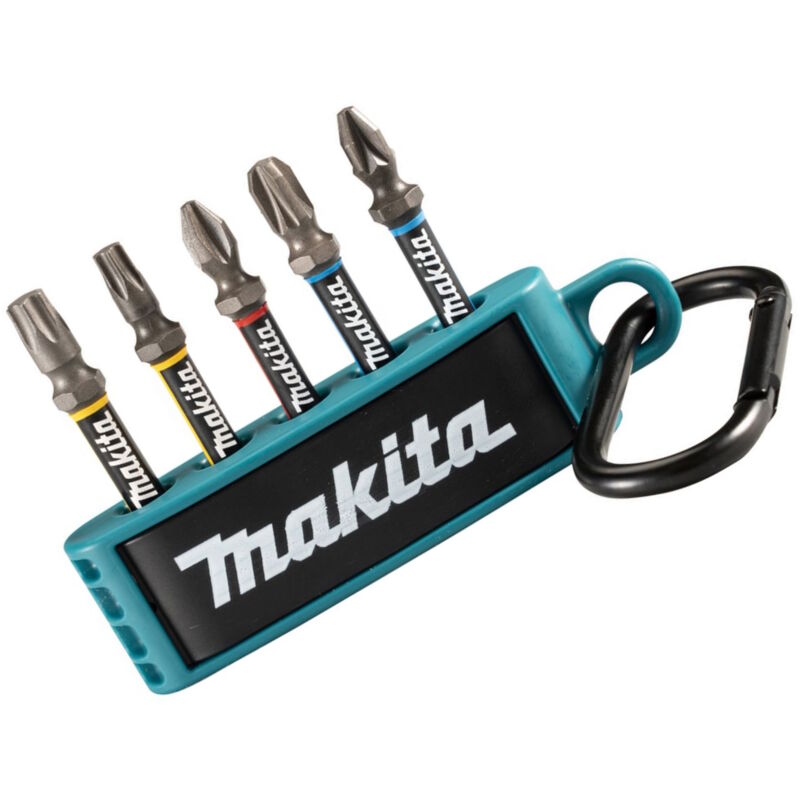 E-13568 5 Piece 50mm Impact Premier Screw Bit Set Impact Driver + Keyring - Makita