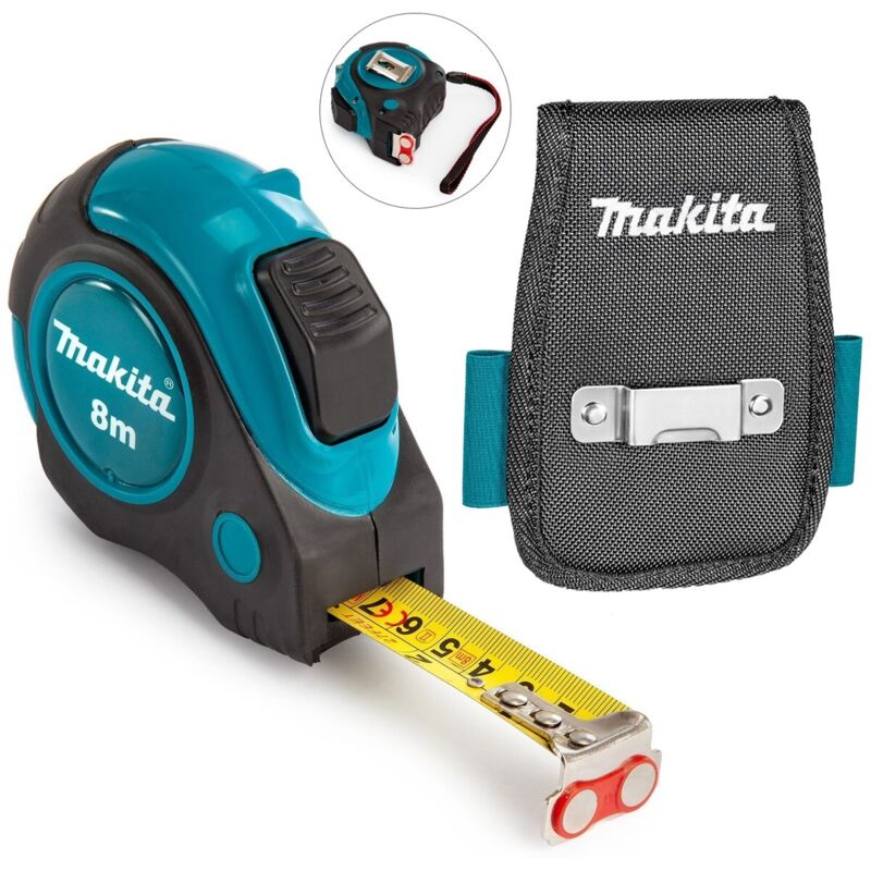 Makita E-15316 Universal Clip Holder for Tool Belts + 8m Tape Measure Autolock