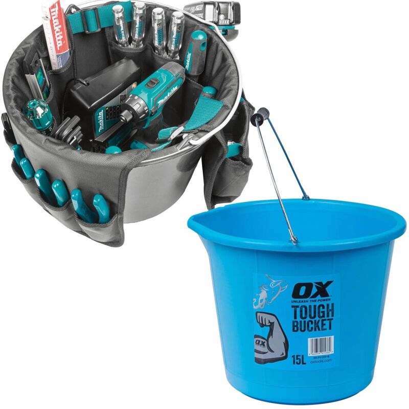 Makita E-15497 Tool Bucket Tote Bag Toolbag Organiser + Ox 15L Tough Bucket