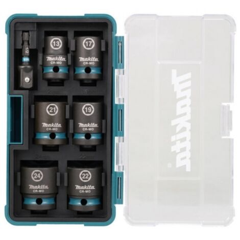 Makita E-16592 Impact Black Set di chiavi a bussola 1/2" con adattatore 7 Pz.