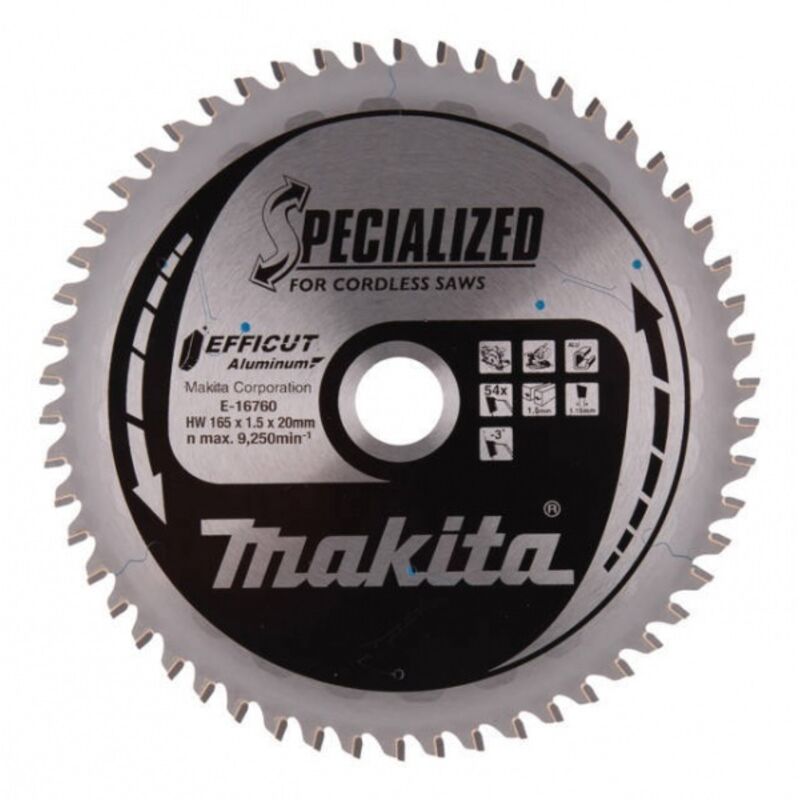 E-16760 Efficut Lama tct per seghe circolari 165x20 mm per alluminio - Makita