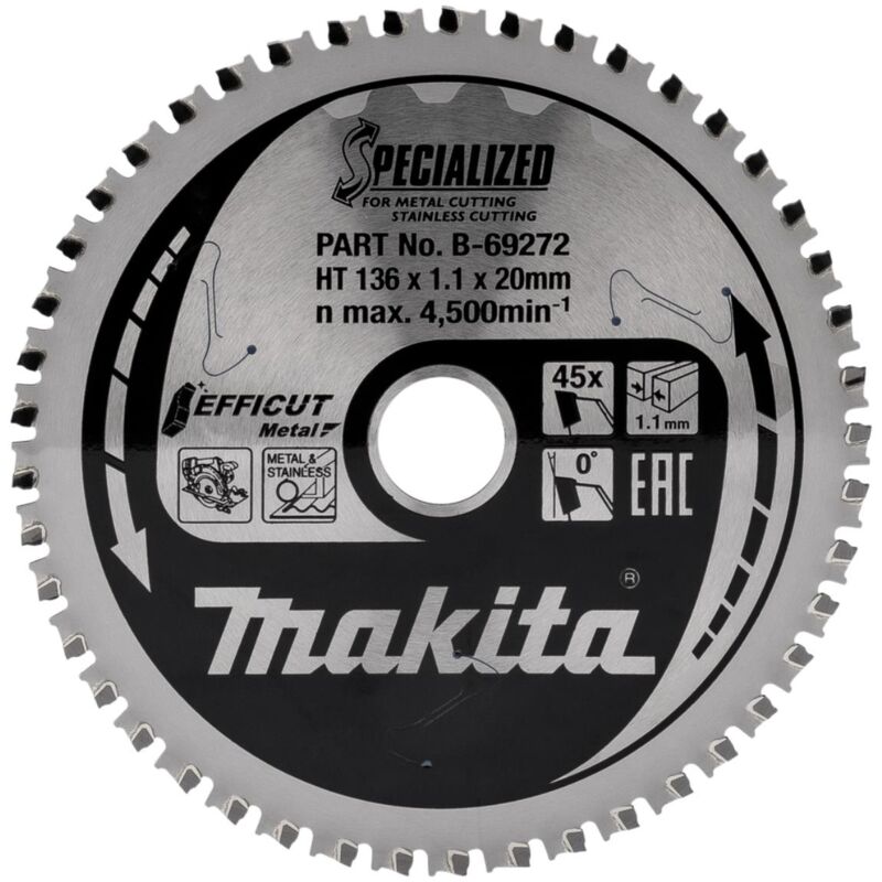 Lame Makita efficut per metallo 136 x 20 mm - 45 denti