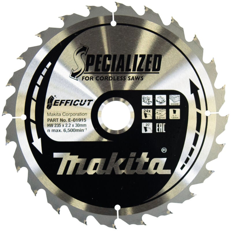 E-01915 Lama Efficut tct Sega Circolare 235x30mm • 24 Denti 2,2mm • Legno - Makita