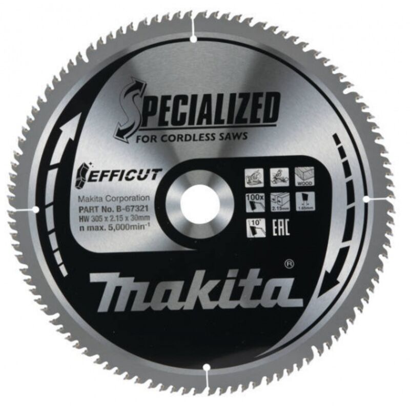 B-67321 Efficut tct Lame Scie Circulaire 305x30mm 100 Dents 2,15mm Bois - Makita