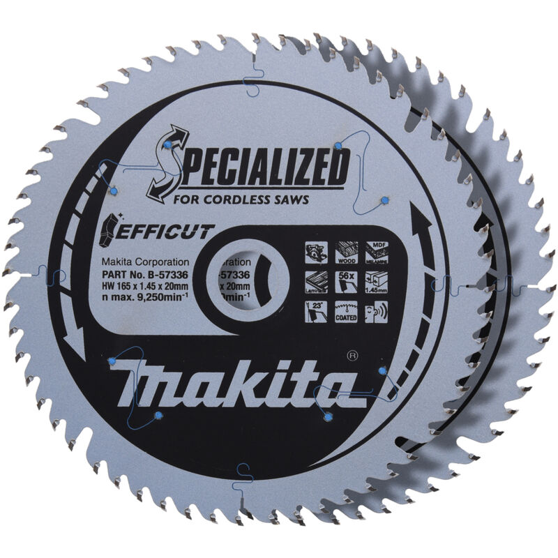 Makita EFFICUT Jeu de lames de scie circulaire 165x20x56Z 2 pcs.
