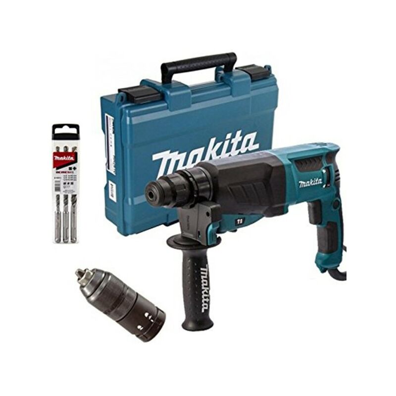 Trade Shop Traesio - Makita Electric Hammer Drill Hr 2630t With Keyless Chuck 26mm 800w Sds