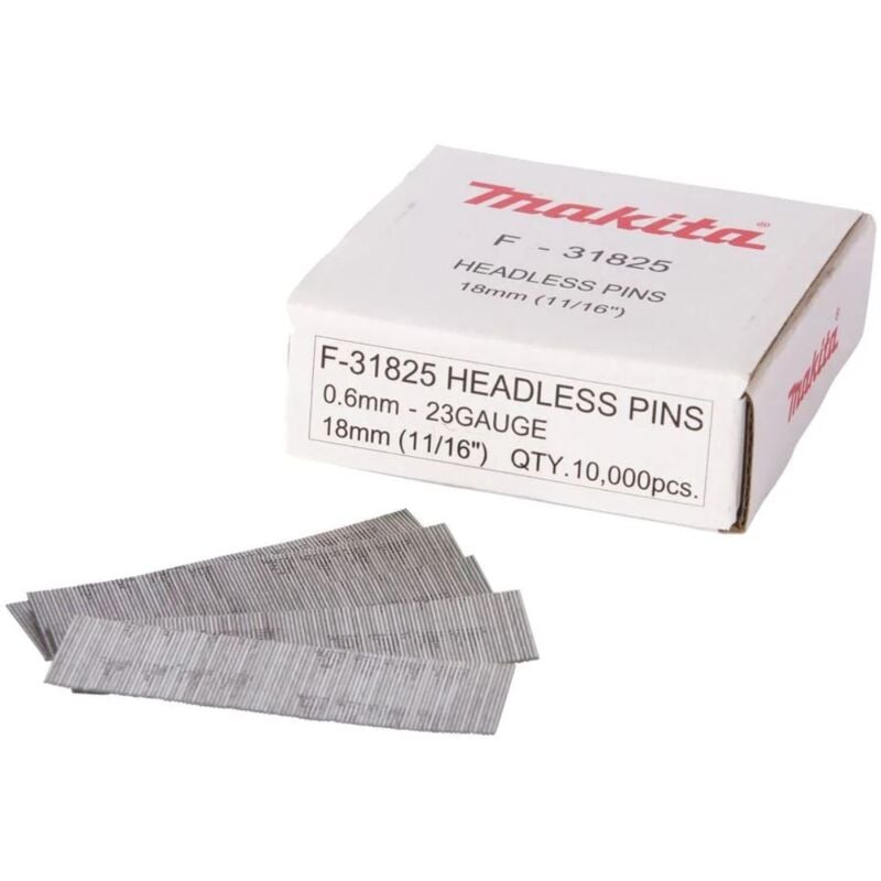 F-31838 23G x 25mm Galvanized Headless Pin Nails 10000Pcs - Makita