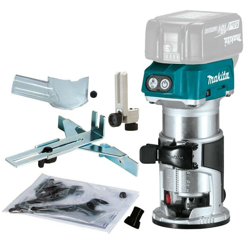 Makita - Affleureuse sans fil 18V Li-Ion bl (Machine seule) avec accessoires DRT50ZX4