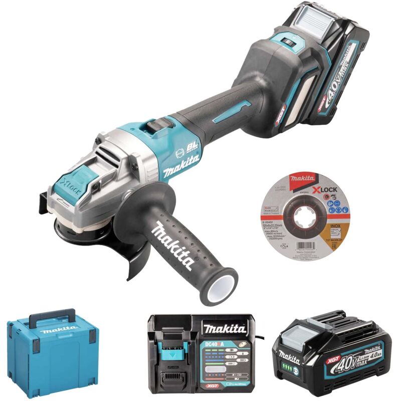 Smerigliatrice angolare a batteria Makita xgt 40 v max - 125 mm - 3.000 - 8.500 giri/min - x-lock