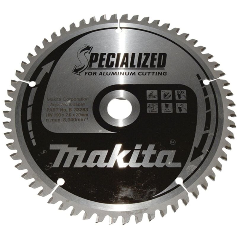 Image of HM-Kreissägeblatt, Spezial, tct tct • 190 x 20 mm • 60 Zähne • Alu - Makita