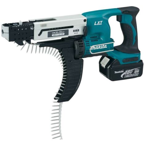 Makita Herramientas - Atornillador para tabiquería seca AKU 18V con bandeja, 2x batería 3,0 Ah, cargador DFR550RFE