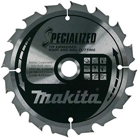 Makita Hoja de Sierra Circular B-09379, herramienta profesional para cortes precisos en diversos materiales, diseño optimizado, afilado avanzado, alta resistencia, color metálico.