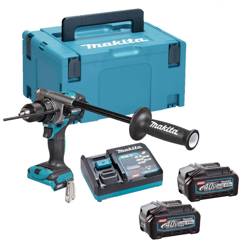 Makita - HP001GM201 40V Max Li-ion xgt Brushless Combi Drill - 2 x 4.0Ah Batts, Charger & Makpac 3 Case