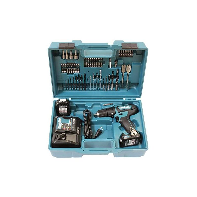 

Makita - HP333DSAX1 Taladro Atornillador inalámbrico 12 V máx. 2 baterías y Cargador en maletín de Transporte, 12 W, Color:, One size