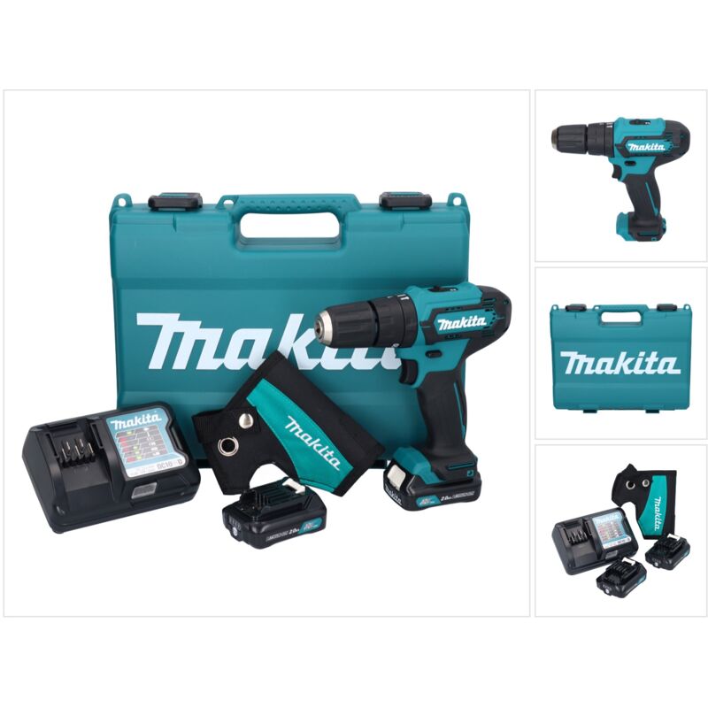 HP333DWAE Perceuse-visseuse à percussion sans fil 30 Nm 12V + 2x Batteries 2,0 Ah + Chargeur + Étui + Coffret - Makita