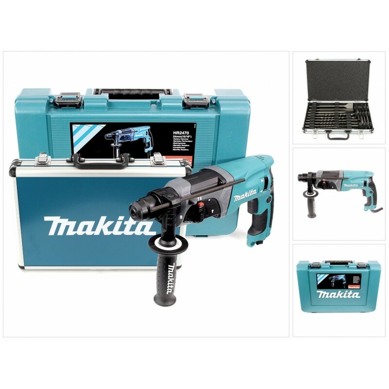 Makita - hr 2470 780 w SDS-Plus 24 mm marteau perforateur en coffret + D-42444 SDS-Plus set de forets-burins 17 pces en coffret alu