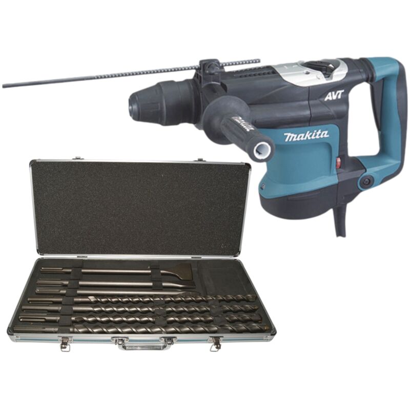 Image of Makita HR 3541 FCX Kombihammer 850 Watt SDS Max 5,7 J + 7 tlg. Bohrer und Meißel Set + Koffer
