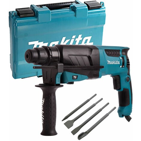 Makita HR2630 110V 3 Mode SDS+ Rotary Hammer Drill with 4 Piece Chisel Set