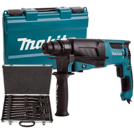 Makita HR2630 110V Hammer Drill With D-21200 17 Piece Drill Bit Set