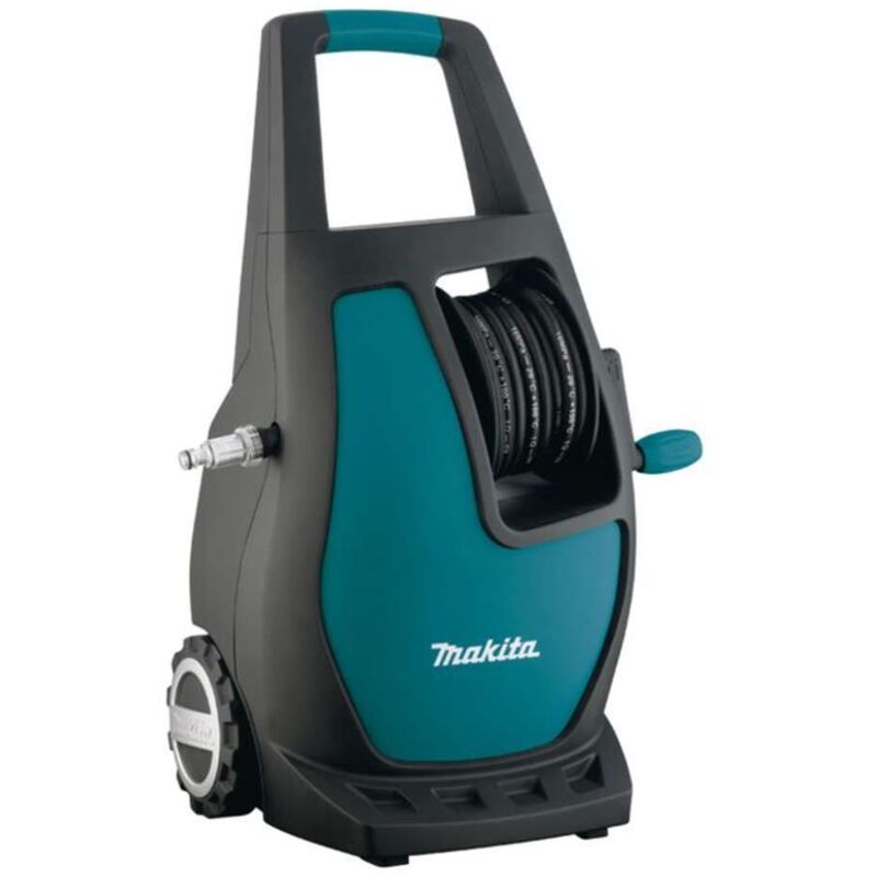 Idropulitrice ad alta pressione Makita HW111, 1700W, 110 Bar, 370L/h, compatta, elettrica, con tubo da 5 metri, colore nero e turchese